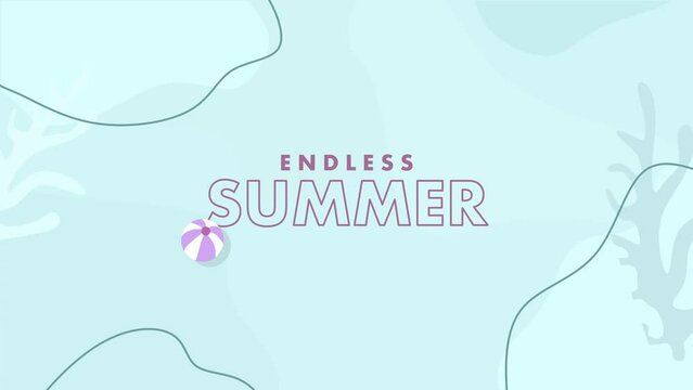 4 summer text animations. Blue ocean themed background with corals. Holiday, summer, beach vacation themed animation.
