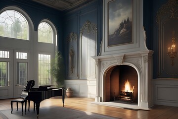 : hall, elegant, fireplace, big windows , painting over the fireplace (1).jpg
Actions: