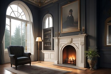 : hall, elegant, fireplace, big windows , painting over the fireplace (1).jpg
Actions: