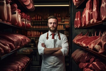Fototapeta na wymiar portrait of a man in a shop beef