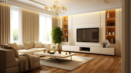 grand appartement moderne et design avec grande TV
