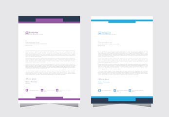 Obraz premium Business style letter head templates for your project, letterhead template for your business, letter head design with purple and blue color, vector eps 10