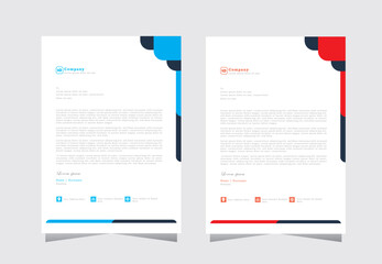 letterhead design templates. letter head template for your project, modern and simple letterhead design, a4 letterhead template with blue and red color - vector eps 10