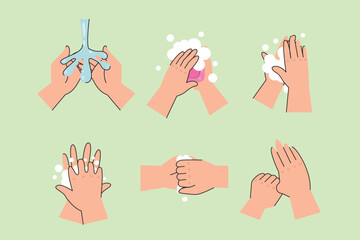 Washing Hand Guide Illustrations Set