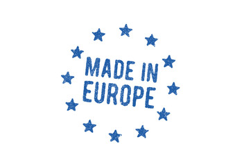 Vector illustration of Made in Europe stamp in blue ink © Thomas Pajot