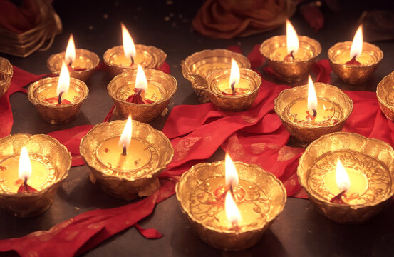 Festival of Diwali lights candles