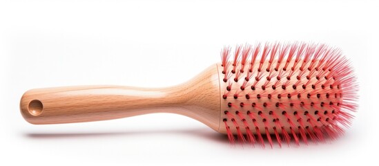 Wooden hair brush for professionals on a white background