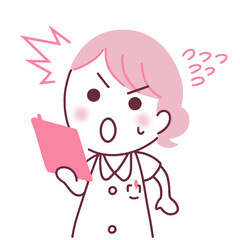 驚く女性の看護師のイラスト