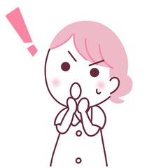 驚く女性の看護師のイラスト