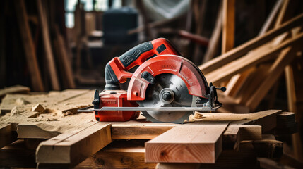 Circular saw are sold in the power tool store. Electric hand tool for cutting wood or metal.