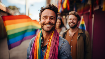 Gay Man with Rainbow Flag