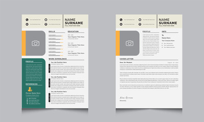 Professional Resume Design Template and Cover Letter layout CV