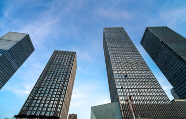 skyscrapers in a finance district
