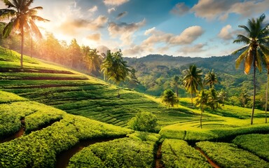 Tea plantation in the morning