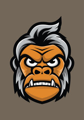 Head of a gorilla, can be used for tshirt, poster, logo or symbol