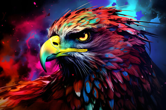 Colorful eagle on a colorful background