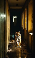 Tiger in old temple 