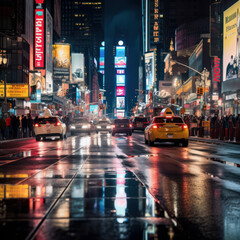 new york broadway at night. - obrazy, fototapety, plakaty
