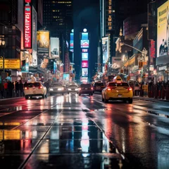 Foto op Plexiglas New York taxi new york broadway at night.