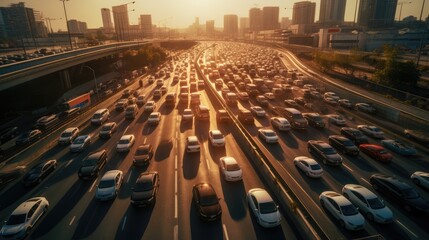 Traffic full of vehicles, AI generated Image