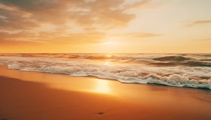 Deurstickers Strand zonsondergang golden sunset at the beach