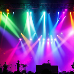 Fototapeta na wymiar Colorful Bright Stage Lights in a Concert