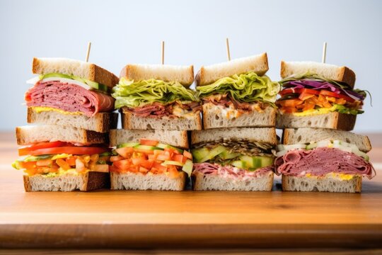 four different sandwiches displayed separately