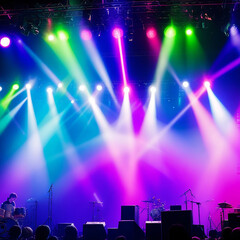 Fototapeta na wymiar Colorful Bright Stage Lights in a Concert