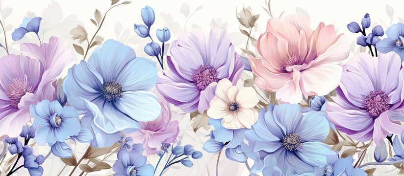 Fototapeta Watercolor illustration of flowers on a summer background perfect for textiles and interiors