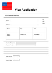 Immigration to USA. Blank application visa form