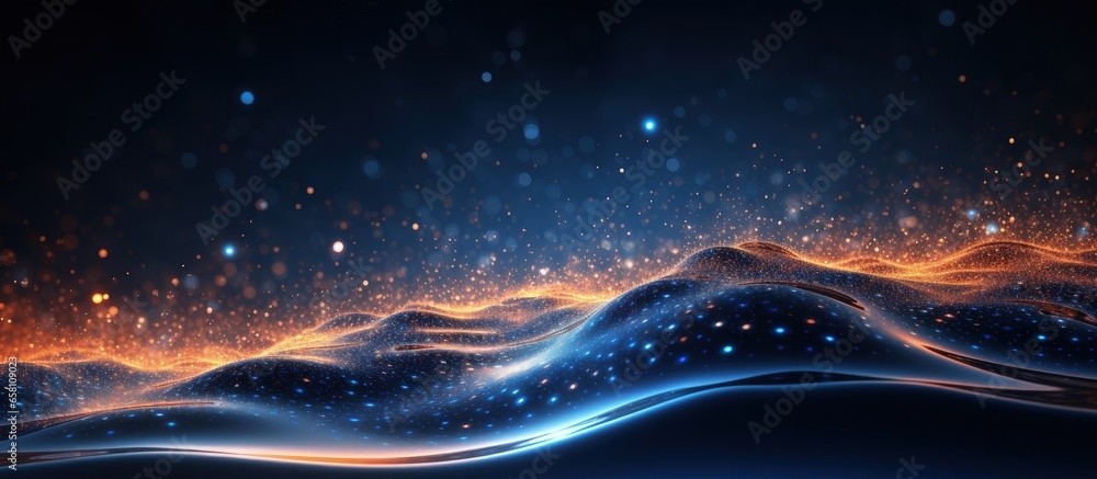 Aufkleber digital concept of particle wave abstract tech background visualization of big data