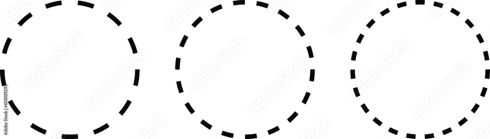 Poster dashed circle icon set vector isolated on white background