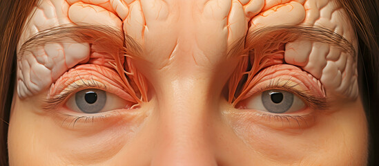 Close up forehead brain. AI generated. - obrazy, fototapety, plakaty