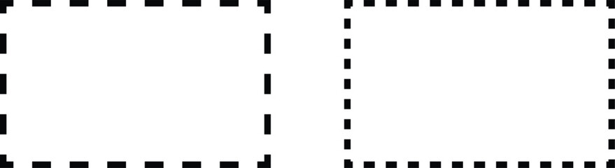 dash line rectangle icon set vector isolated on white background