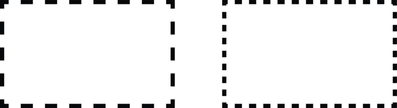 dash line rectangle icon set vector isolated on white background