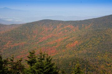 Fall color around Jay Peak tourist site in the United States