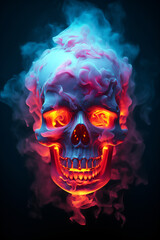 smoking skull in the dark - generative ai