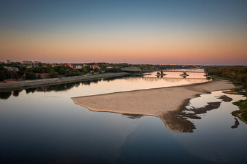 Wisla river by the Torun city at sunset, Poland. © Patryk Kosmider