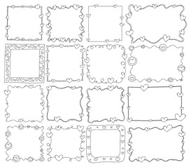 Frame doodle vector set. Drawing sketch hand drawn line eps10
