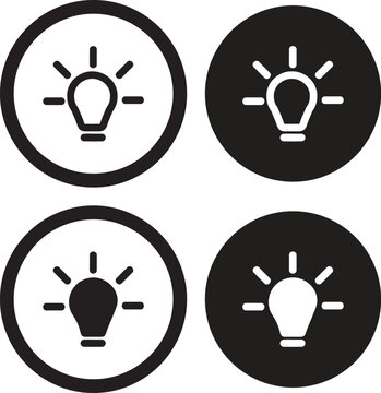 Mobile apps or website screen brightness bulb icon set