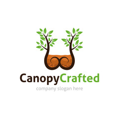 eco tree, Brain tree green logo, Canopy Crafted logo design