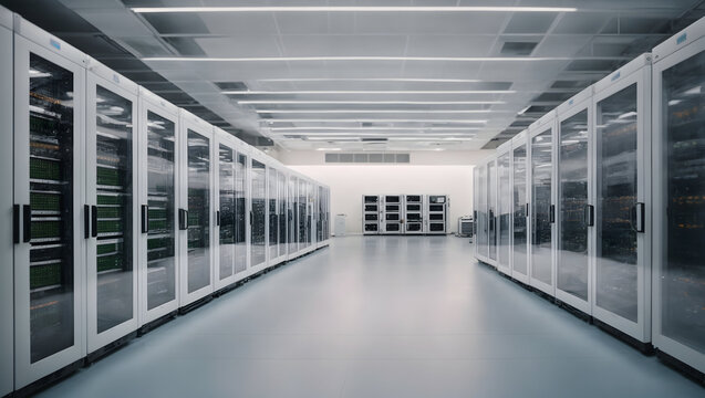 Building a network room of servers and other IT equipment to run experiments on isolated white background