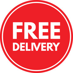 free delivery sign on red button isolated on white background . vector illustration