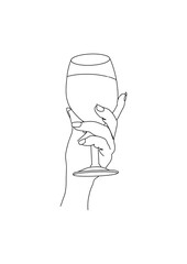 line art hand holding glass