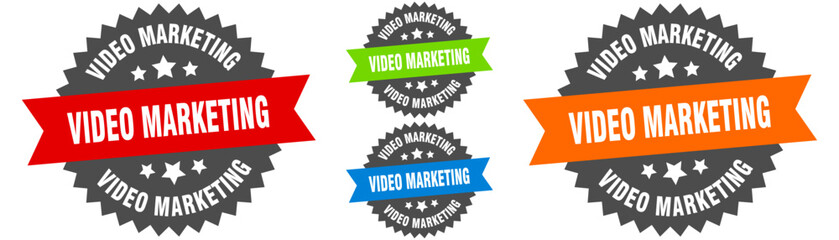 Obraz premium video marketing sign. round ribbon label set. Seal