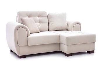 Elegance and comfort. Modern sofa on white background isolated. Stylish minimalism. Cozy for home. Relaxing in style. Contemporary furniture for living rooms