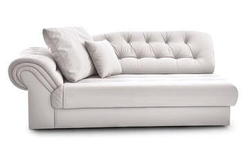 Obraz premium Elegance and comfort. Modern sofa on white background isolated. Stylish minimalism. Cozy for home. Relaxing in style. Contemporary furniture for living rooms