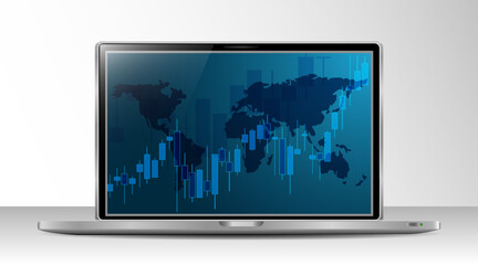 Financial candlestick chart, support and resistance level chart. Charts for trading on Forex, on a computer, application for trading on the stock exchange