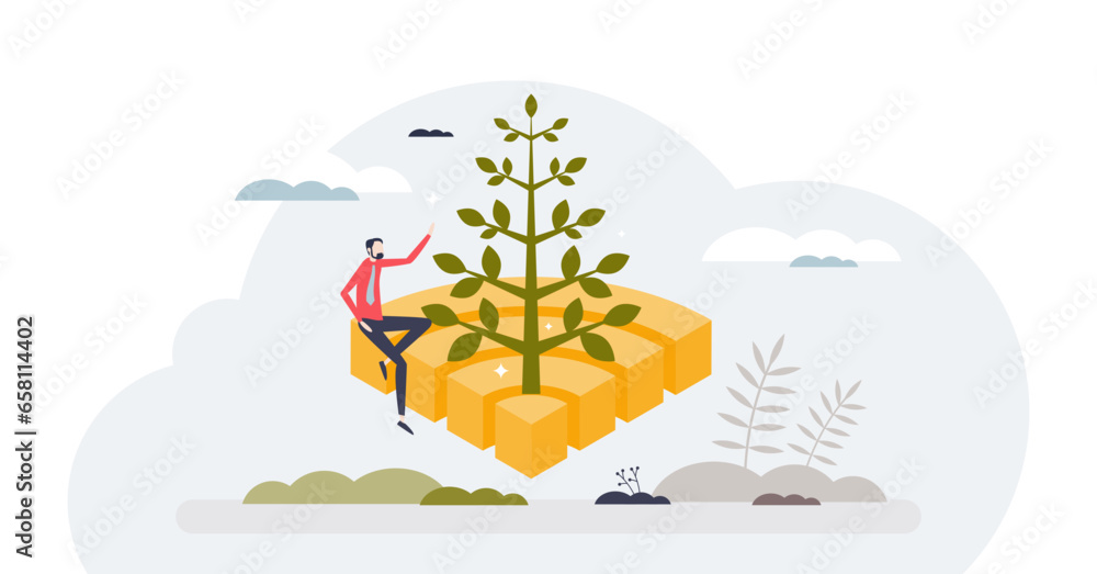 Poster growth in connectivity and development with technology tiny person concept, transparent background.b