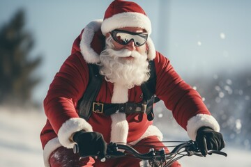 Santa Claus cycling